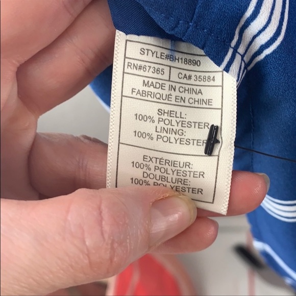 BB Dakota flowy tunic blue white striped sleeveless shirt dress button down - Picture 8 of 8